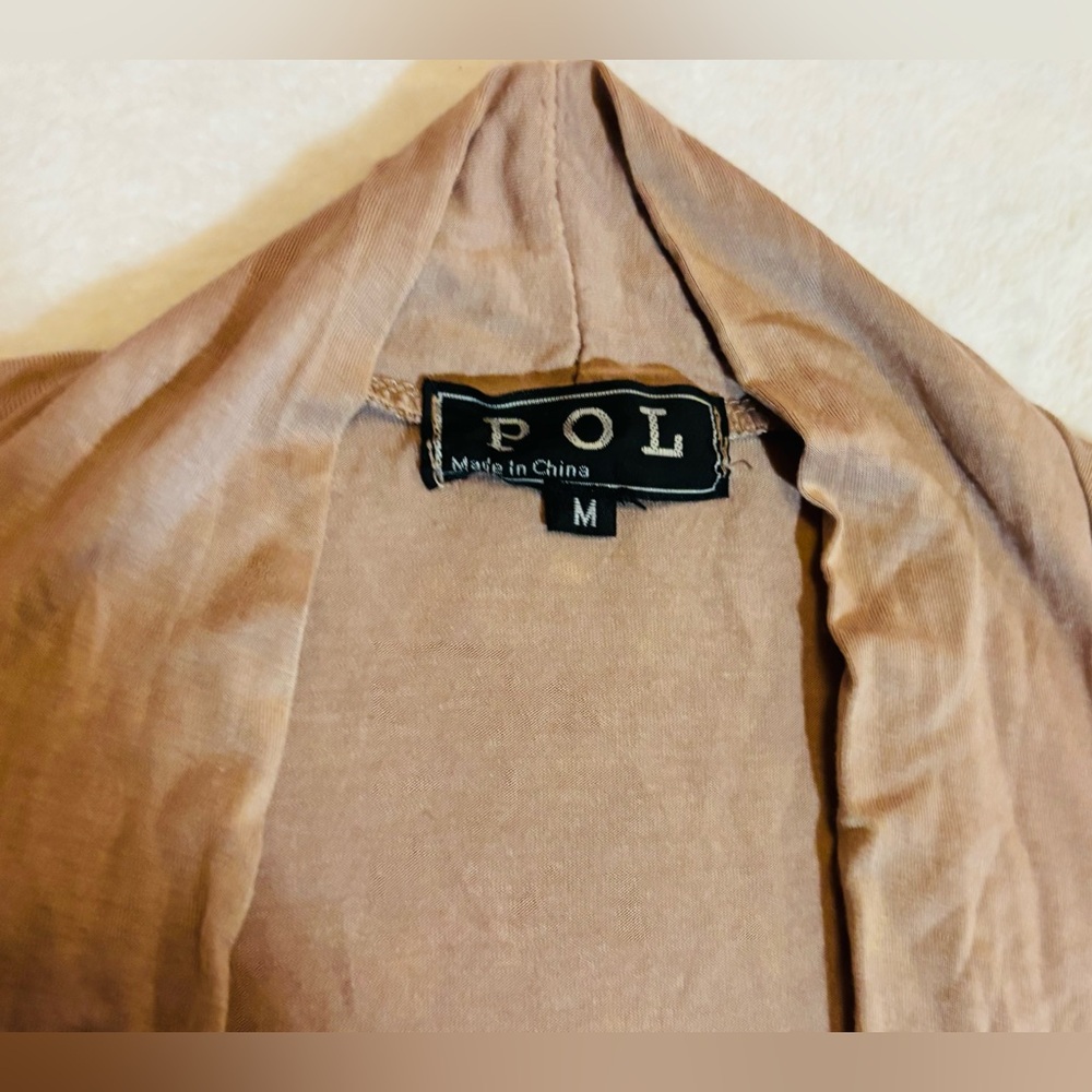 POL Light Brown Sleeveless Cardigan with Fringe GC Size M - Picture 4 of 11